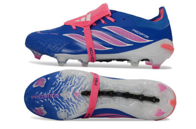 Unisex Adidas Predator 26 Elite Fold-Over Tongue FG Football Boots - Blue/Neon Pink/Sky Blue