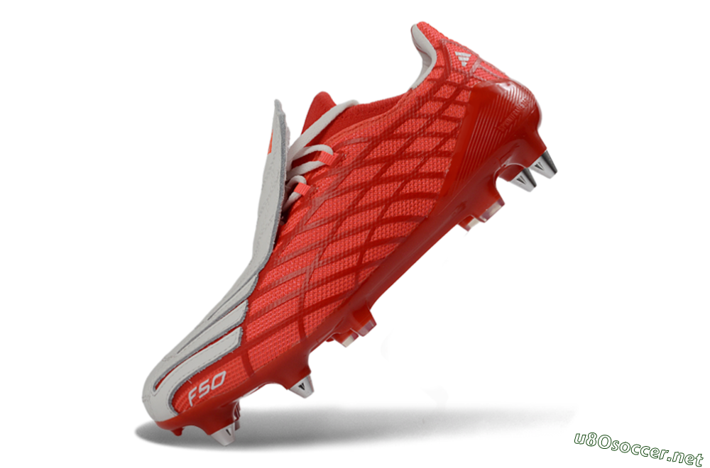 Men's Adidas F50 Spider Elite SG Football Boots - Red/Flame Red/Steel Gray 5