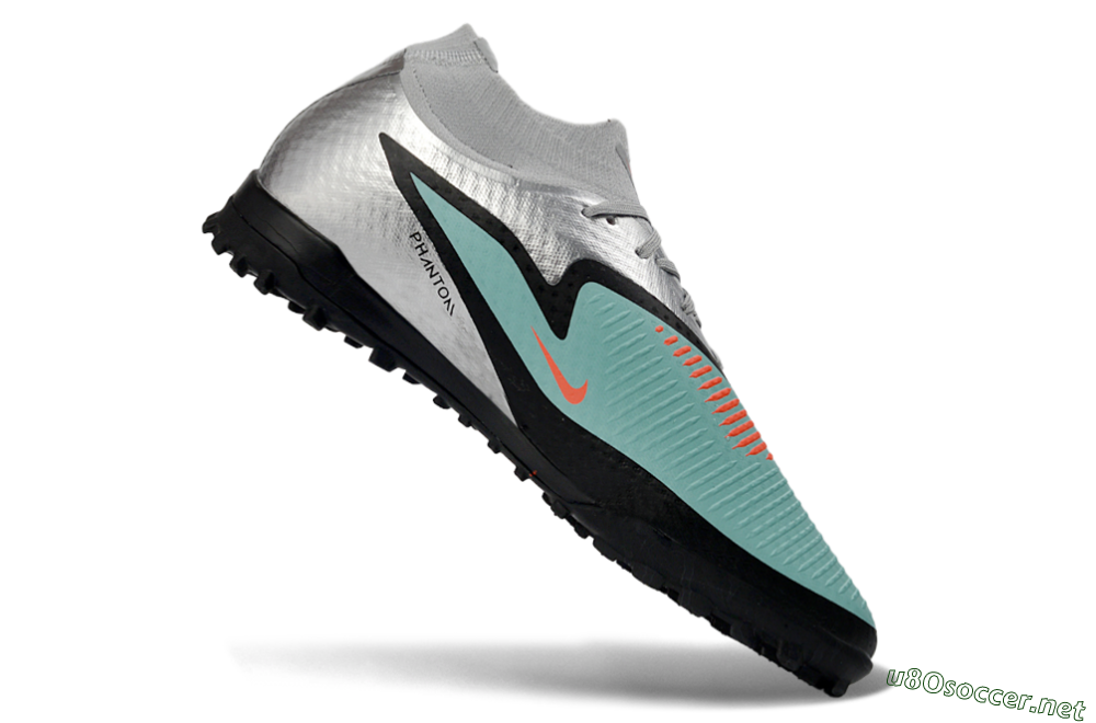 Unisex Nike Phantom 6 Elite High TF Football Shoes - Aqua/Coral/Black 4