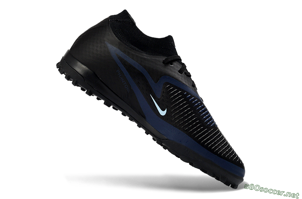 Unisex Nike Phantom 6 Elite High TF Football Shoes - Black/Midnight Blue/Sky Blue 4