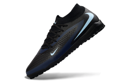 Unisex Nike Phantom 6 Elite High TF Football Shoes - Black/Midnight Blue/Sky Blue
