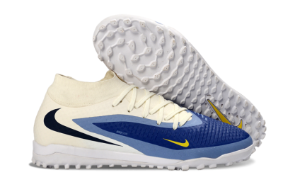Unisex Nike Phantom 6 Elite High TF Football Shoes - Blue/Midnight Blue/Light Sky Blue