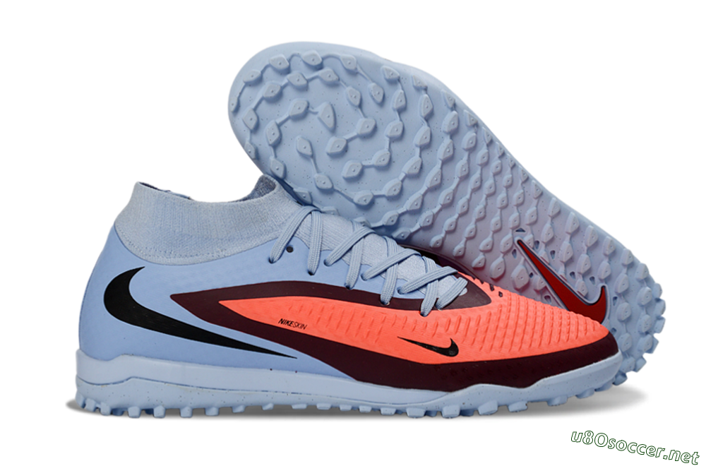 Unisex Nike Phantom 6 Elite High TF Football Shoes - Blue/Coral Burst/Sleek Navy 2