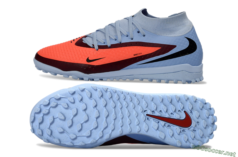 Unisex Nike Phantom 6 Elite High TF Football Shoes - Blue/Coral Burst/Sleek Navy 1