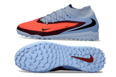 Unisex Nike Phantom 6 Elite High TF Football Shoes - Blue/Coral Burst/Sleek Navy