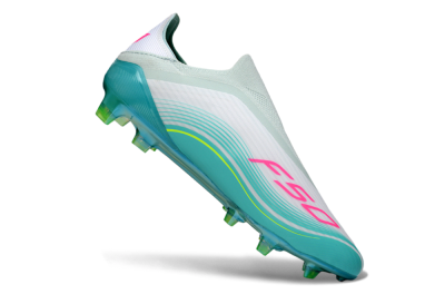 Unisex Adidas F50 Elite Laceless FG Football Boots - Aqua/Neon Green/Pink