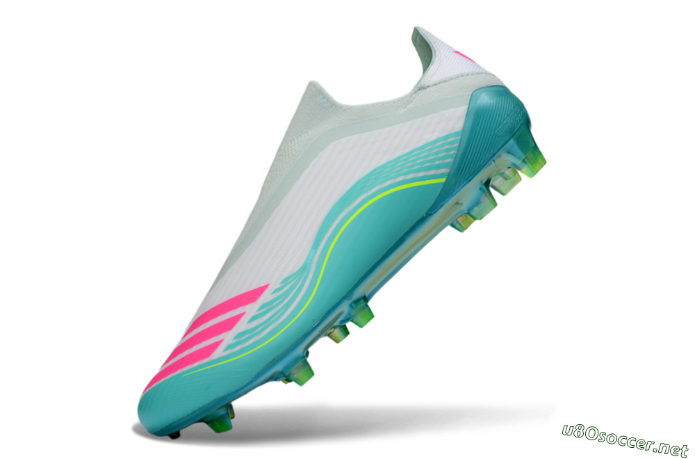Unisex Adidas F50 Elite Laceless FG Football Boots - Aqua/Neon Green/Pink 5