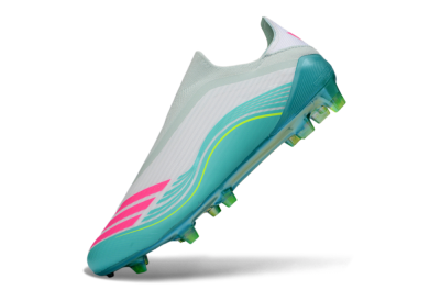 Unisex Adidas F50 Elite Laceless FG Football Boots - Aqua/Neon Green/Pink