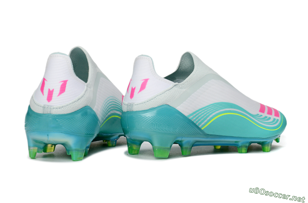 Unisex Adidas F50 Elite Laceless FG Football Boots - Aqua/Neon Green/Pink 6