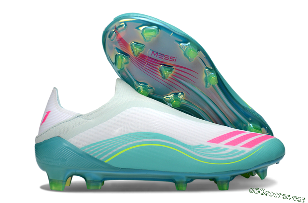 Unisex Adidas F50 Elite Laceless FG Football Boots - Aqua/Neon Green/Pink 2