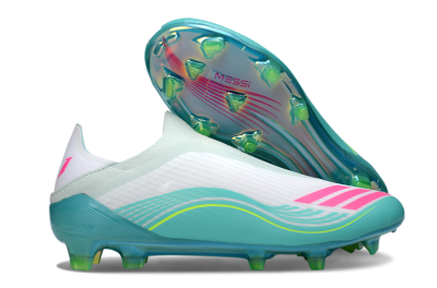 Unisex Adidas F50 Elite Laceless FG Football Boots - Aqua/Neon Green/Pink