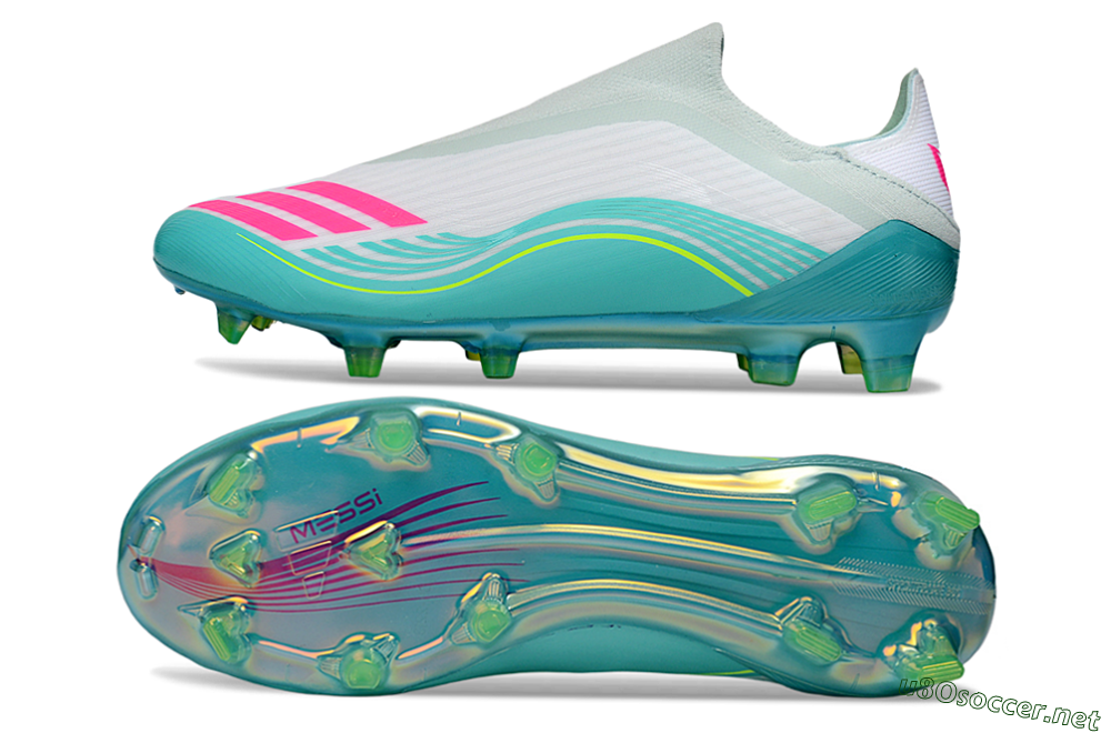 Unisex Adidas F50 Elite Laceless FG Football Boots - Aqua/Neon Green/Pink 1