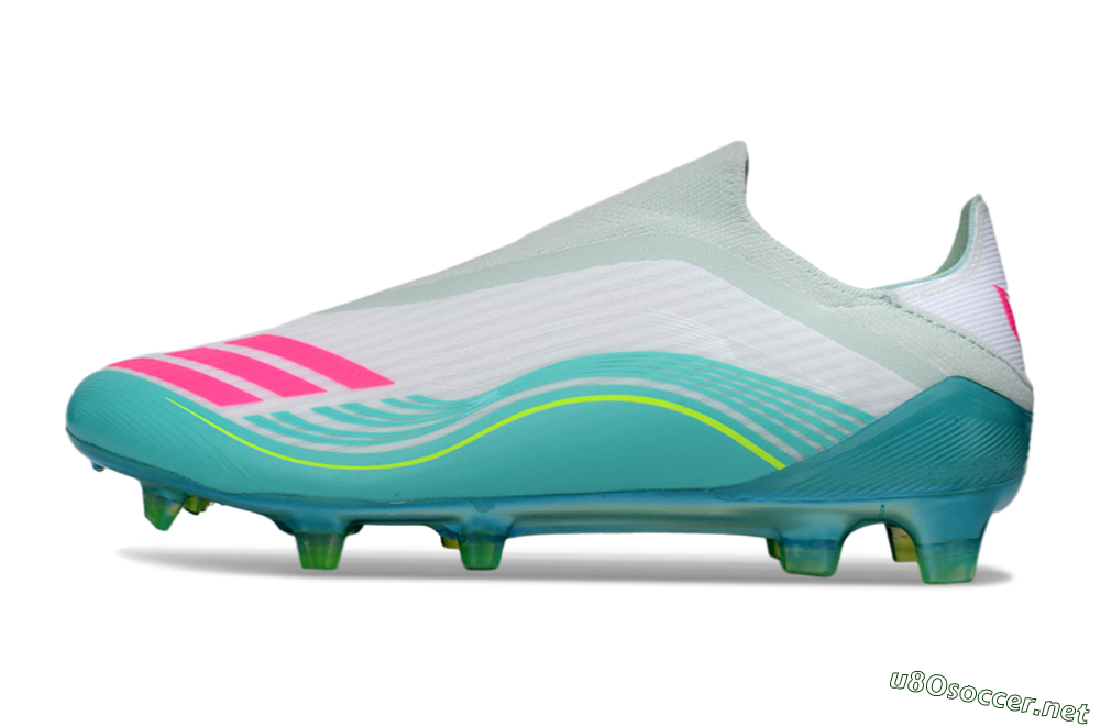 Unisex Adidas F50 Elite Laceless FG Football Boots - Aqua/Neon Green/Pink 0