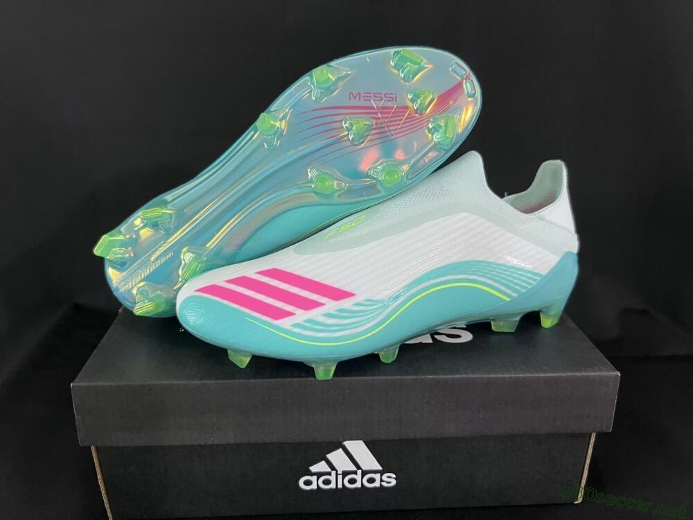 Unisex Adidas F50 Elite Laceless FG Football Boots - Aqua/Neon Green/Pink