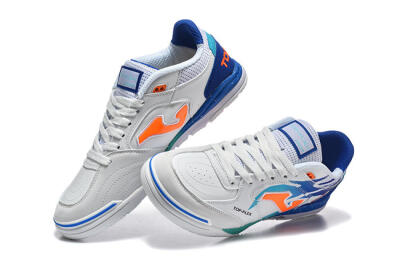 Men's Joma Top Flex IC Football Shoes - White/Bright Blue/Orange