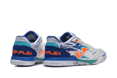 Men's Joma Top Flex IC Football Shoes - White/Bright Blue/Orange