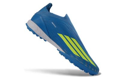 Unisex Adidas F50 Elite Laceless TF Football Shoes - Blue/Electric Blue/Lime Green