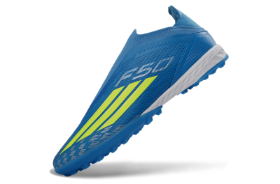 Unisex Adidas F50 Elite Laceless TF Football Shoes - Blue/Electric Blue/Lime Green