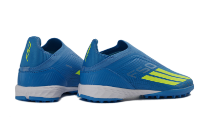 Unisex Adidas F50 Elite Laceless TF Football Shoes - Blue/Electric Blue/Lime Green