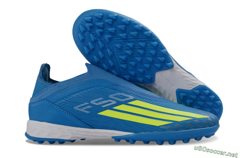 Unisex Adidas F50 Elite Laceless TF Football Shoes - Blue/Electric Blue/Lime Green 2
