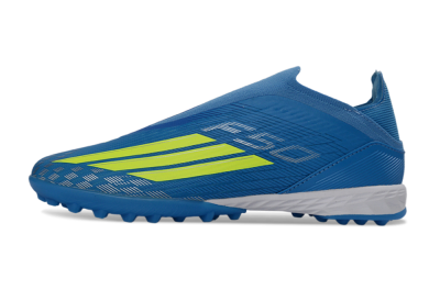 Unisex Adidas F50 Elite Laceless TF Football Shoes - Blue/Electric Blue/Lime Green