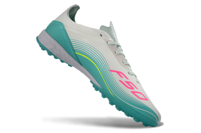 Unisex Adidas F50 Pro TF Football Shoes - Aqua/Neon Pink/Sunshine Yellow