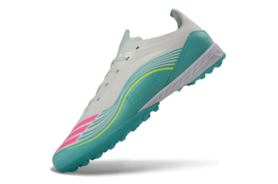 Unisex Adidas F50 Pro TF Football Shoes - Aqua/Neon Pink/Sunshine Yellow