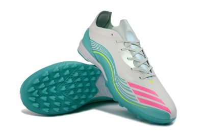 Unisex Adidas F50 Pro TF Football Shoes - Aqua/Neon Pink/Sunshine Yellow