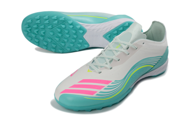 Unisex Adidas F50 Pro TF Football Shoes - Aqua/Neon Pink/Sunshine Yellow