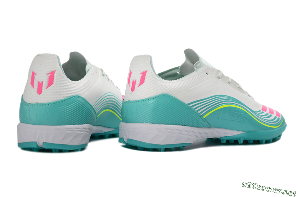 Unisex Adidas F50 Pro TF Football Shoes - Aqua/Neon Pink/Sunshine Yellow 7