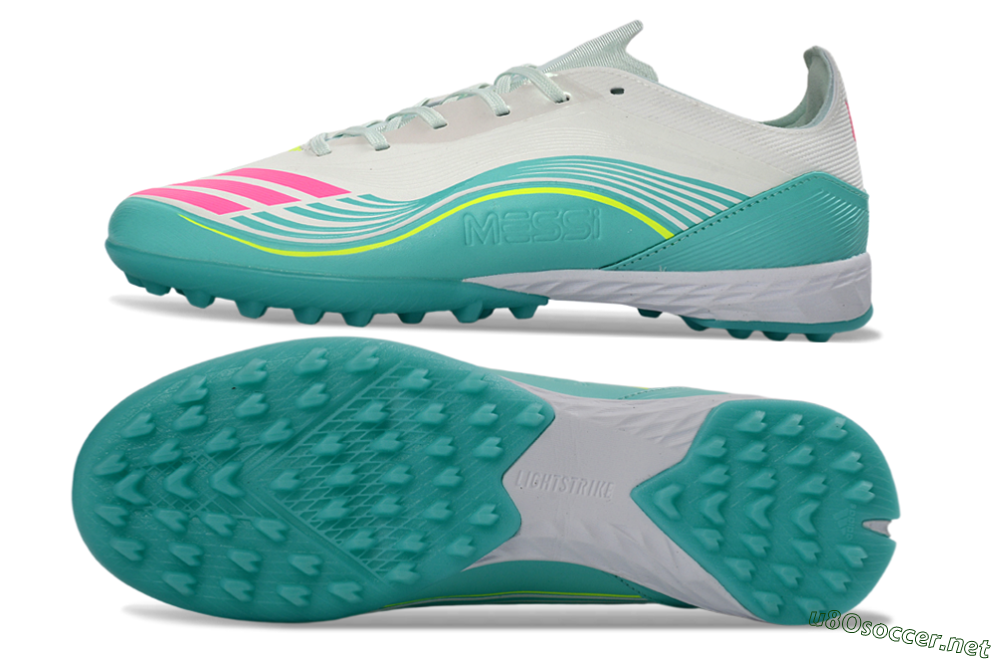 Unisex Adidas F50 Pro TF Football Shoes - Aqua/Neon Pink/Sunshine Yellow 1