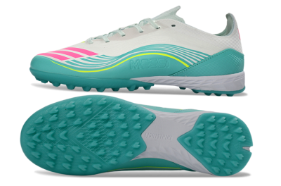 Unisex Adidas F50 Pro TF Football Shoes - Aqua/Neon Pink/Sunshine Yellow