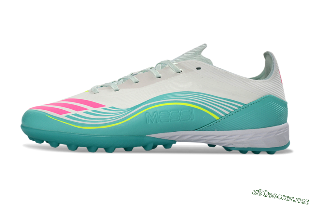 Unisex Adidas F50 Pro TF Football Shoes - Aqua/Neon Pink/Sunshine Yellow 0