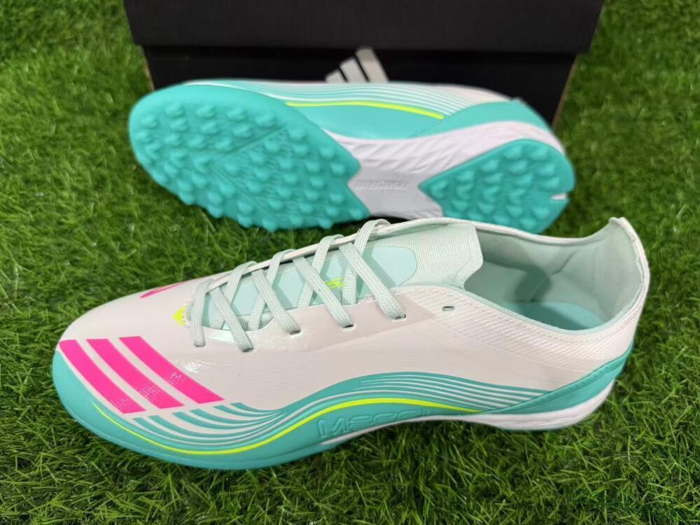 Unisex Adidas F50 Pro TF Football Shoes - Aqua/Neon Pink/Sunshine Yellow