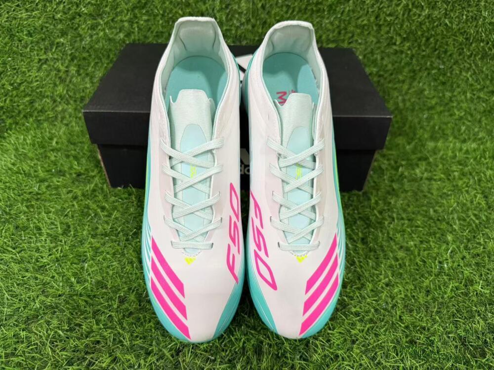 Unisex Adidas F50 Pro TF Football Shoes - Aqua/Neon Pink/Sunshine Yellow
