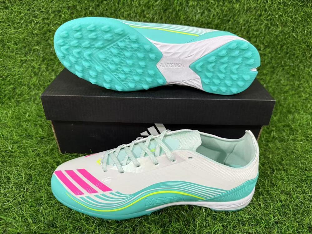 Unisex Adidas F50 Pro TF Football Shoes - Aqua/Neon Pink/Sunshine Yellow