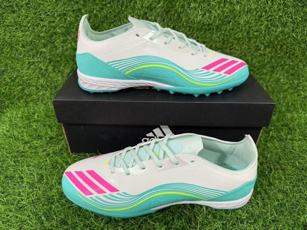 Unisex Adidas F50 Pro TF Football Shoes - Aqua/Neon Pink/Sunshine Yellow