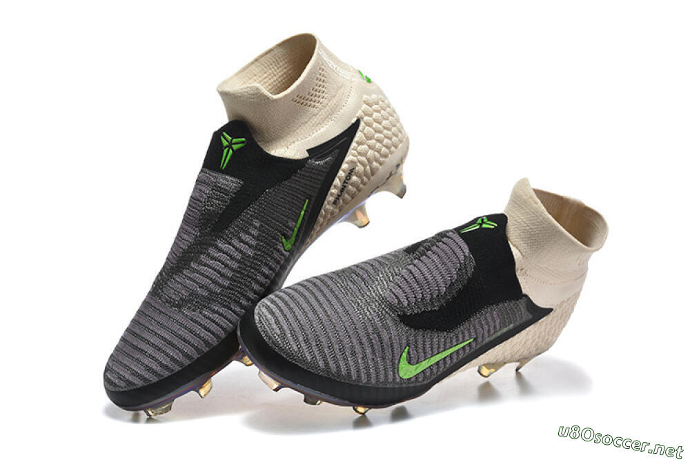 Unisex Nike Phantom 6 Elite High FG Football Boots - Black/Lime Green/Beige 6