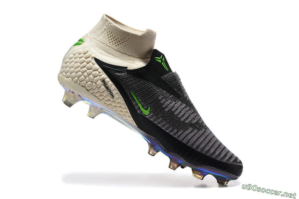 Unisex Nike Phantom 6 Elite High FG Football Boots - Black/Lime Green/Beige 7