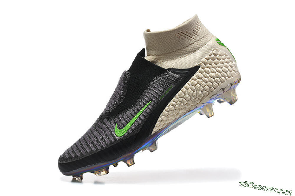 Unisex Nike Phantom 6 Elite High FG Football Boots - Black/Lime Green/Beige 8
