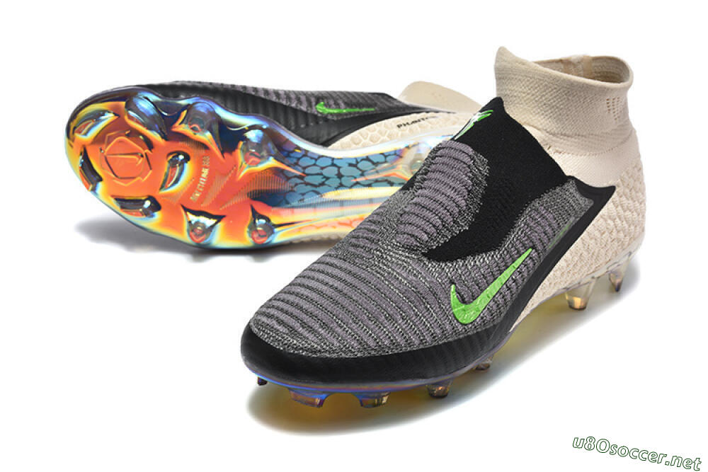 Unisex Nike Phantom 6 Elite High FG Football Boots - Black/Lime Green/Beige 3