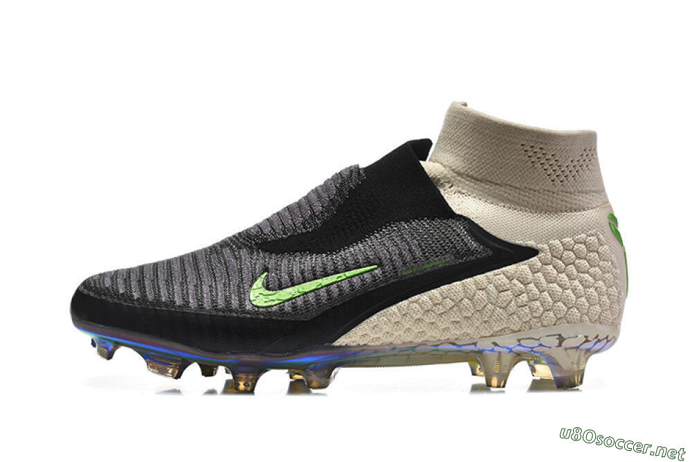 Unisex Nike Phantom 6 Elite High FG Football Boots - Black/Lime Green/Beige 0