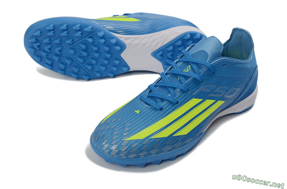 Unisex Adidas F50 Pro TF Football Shoes - Blue/Neon Green/Light Blue 3