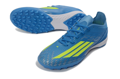 Unisex Adidas F50 Pro TF Football Shoes - Blue/Neon Green/Light Blue