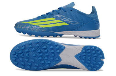 Unisex Adidas F50 Pro TF Football Shoes - Blue/Neon Green/Light Blue