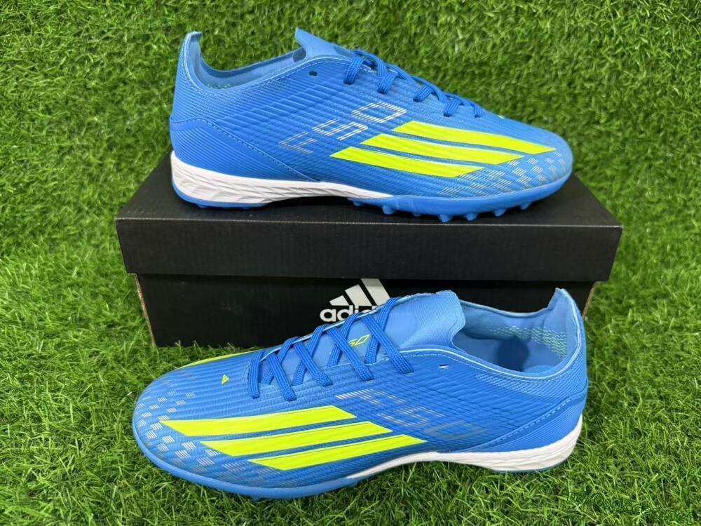 Unisex Adidas F50 Pro TF Football Shoes - Blue/Neon Green/Light Blue