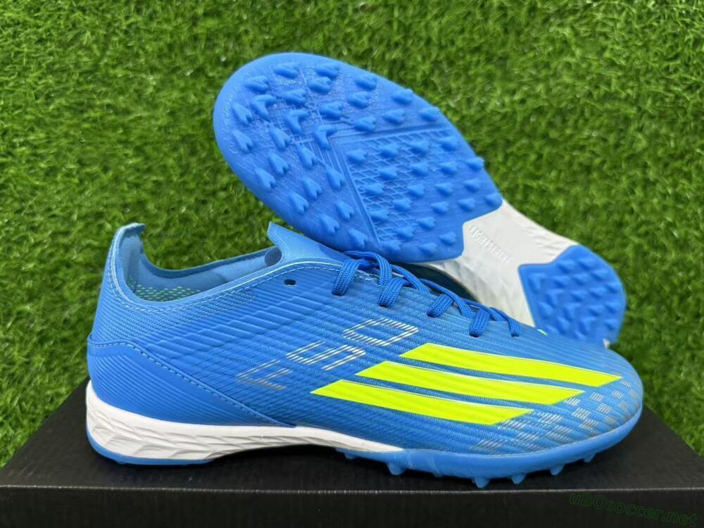 Unisex Adidas F50 Pro TF Football Shoes - Blue/Neon Green/Light Blue