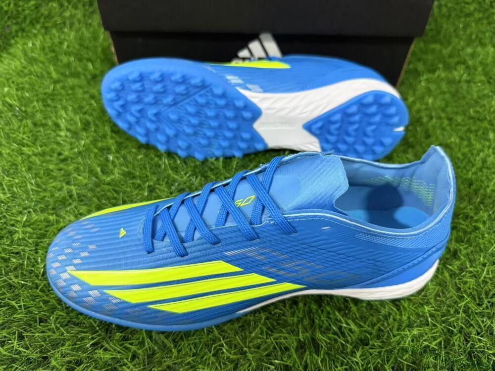 Unisex Adidas F50 Pro TF Football Shoes - Blue/Neon Green/Light Blue