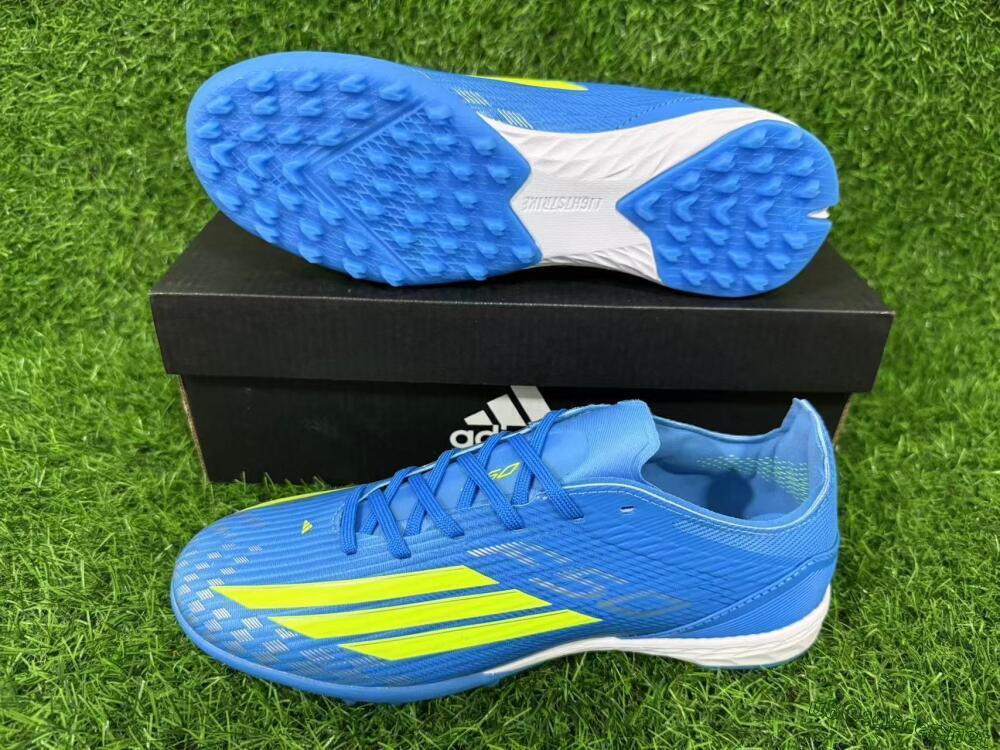 Unisex Adidas F50 Pro TF Football Shoes - Blue/Neon Green/Light Blue