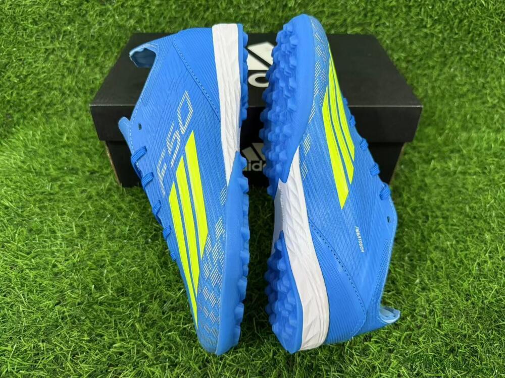 Unisex Adidas F50 Pro TF Football Shoes - Blue/Neon Green/Light Blue